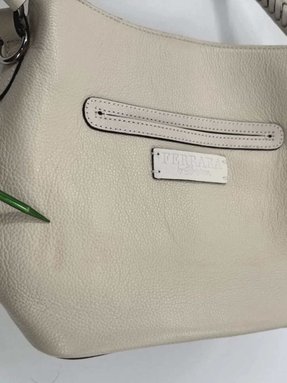 BRIGHTON Purse Ferrara Collection Noelle Cream Handbag Shoulder Pebbled Leather - Picture 8 of 13